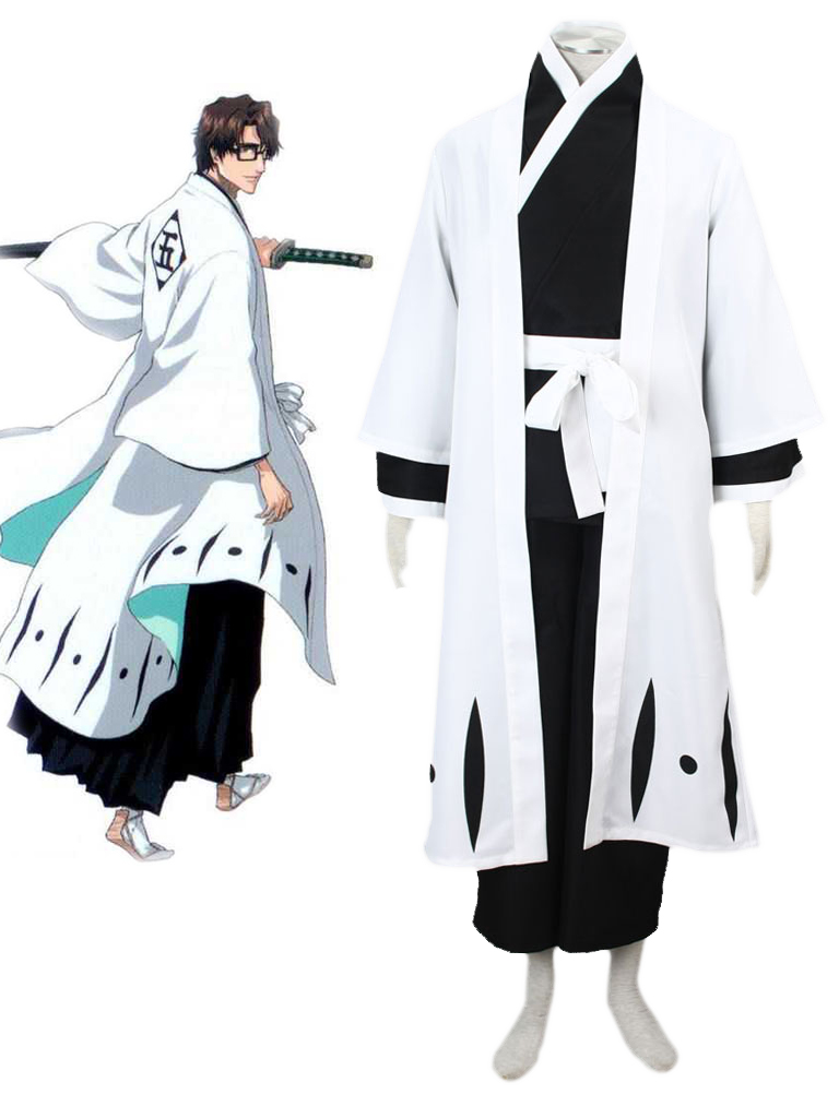 Bleach Gotei Thirteen Sosuke Aizen Captain of the 5th Division Soul Reaper Kimono Cosplay Costumes